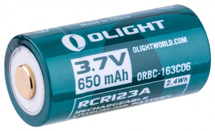 Аккумуляторная батарея Olight RCR123 650mAh с зарядным портом Micro-USB